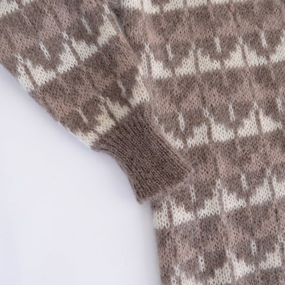 Vintage Dior Brown & Cream 60% Mohair Crewneck Long Sleeve Sweater Size Med - Picture 10 of 15